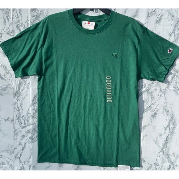 Champion Mens Green Crewneck T-Shirt Medium Cotton Short Sleeve Casual Wear - Picture 1 of 12